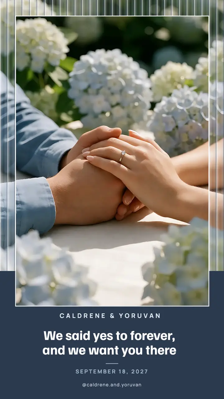 Engagement announcement story, reeded glass template