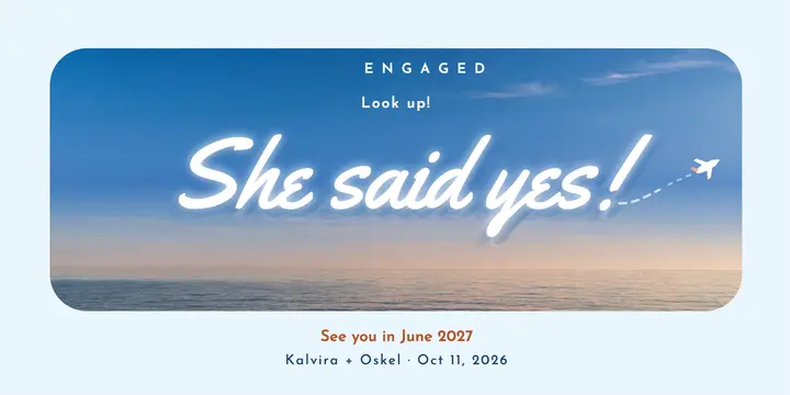 She said yes skywriting engagement post: engagement announcement post template