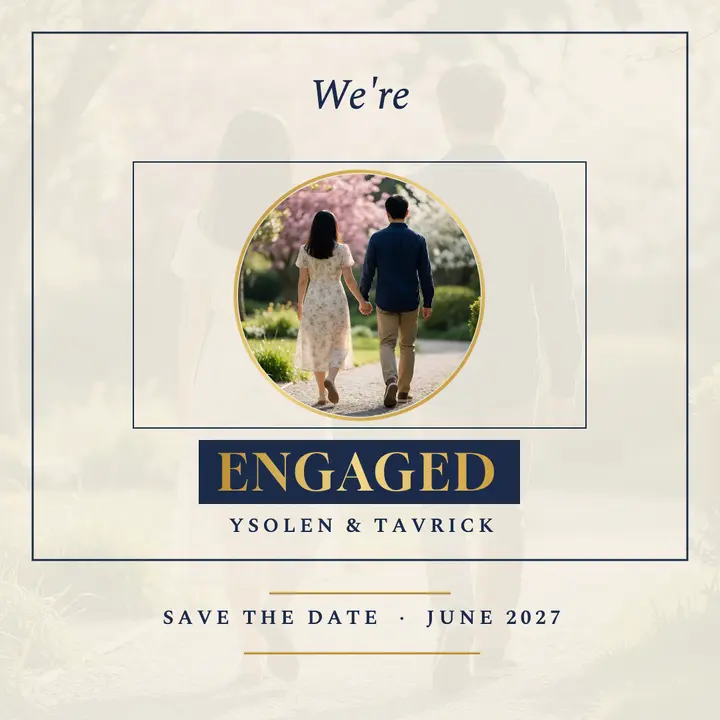Engagement announcement, letterpress and foil template