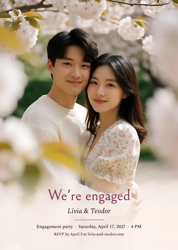 Blossom engagement party invitation: engagement party invitation template