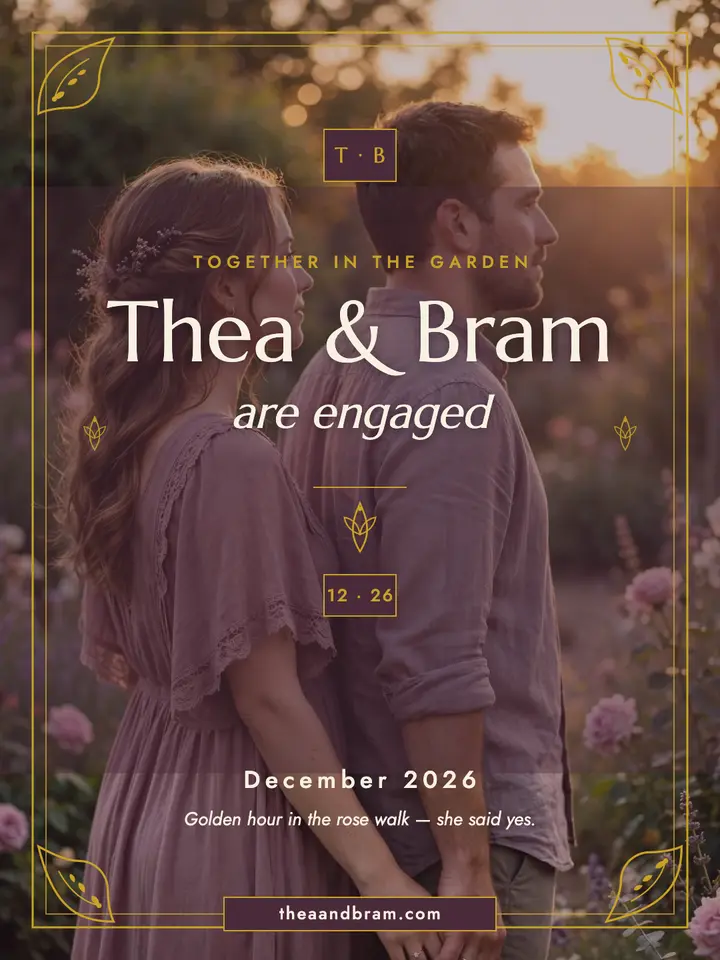 Thea and Bram boutique engagement portrait template