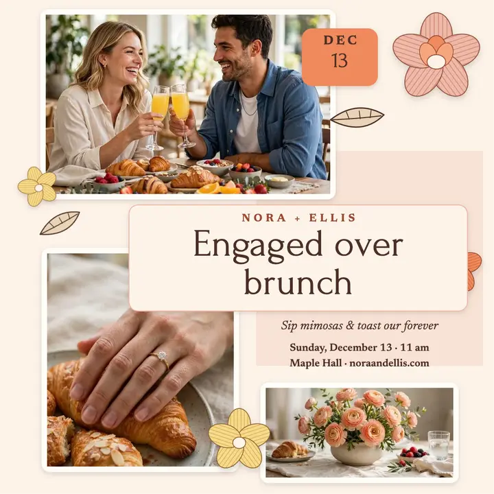 Nora and Ellis engagement brunch paper blooms template