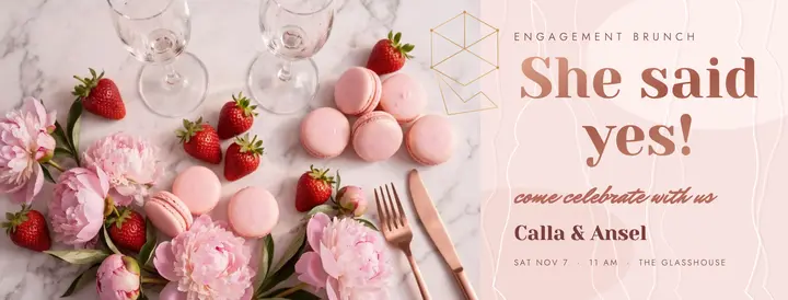 Calla and Ansel engagement brunch rose gold cover: engagement party cover template