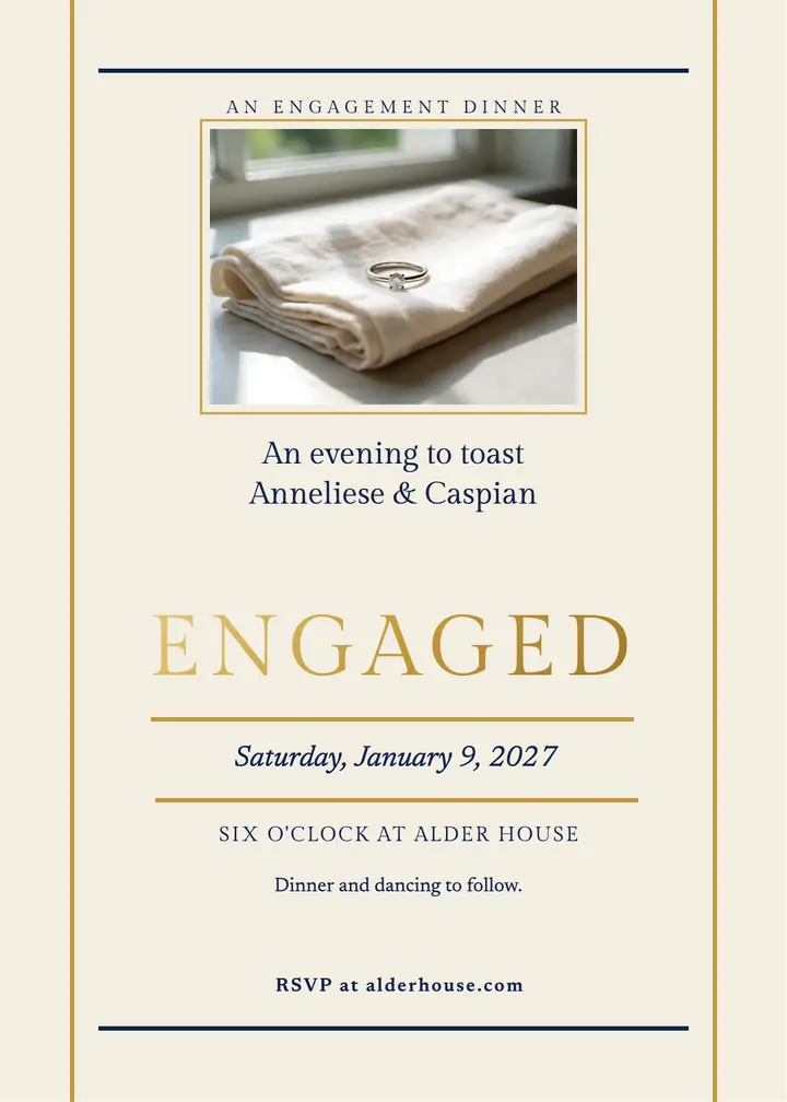 Alder House engagement dinner letterpress invitation template
