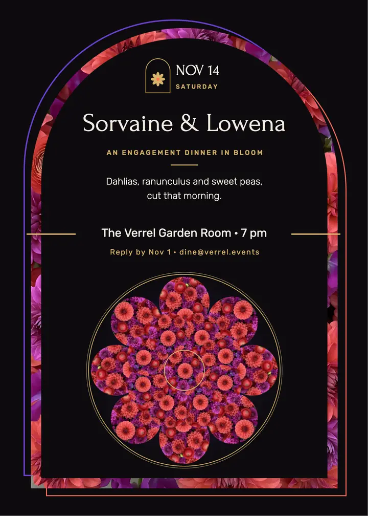 Engagement dinner invitation, floral mandala template