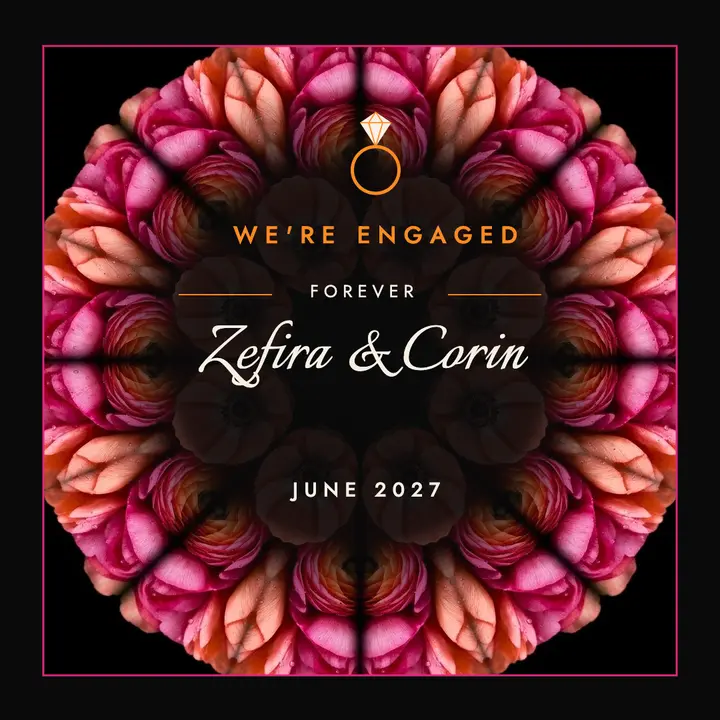 Zefira and Corin engagement flower mandala post template
