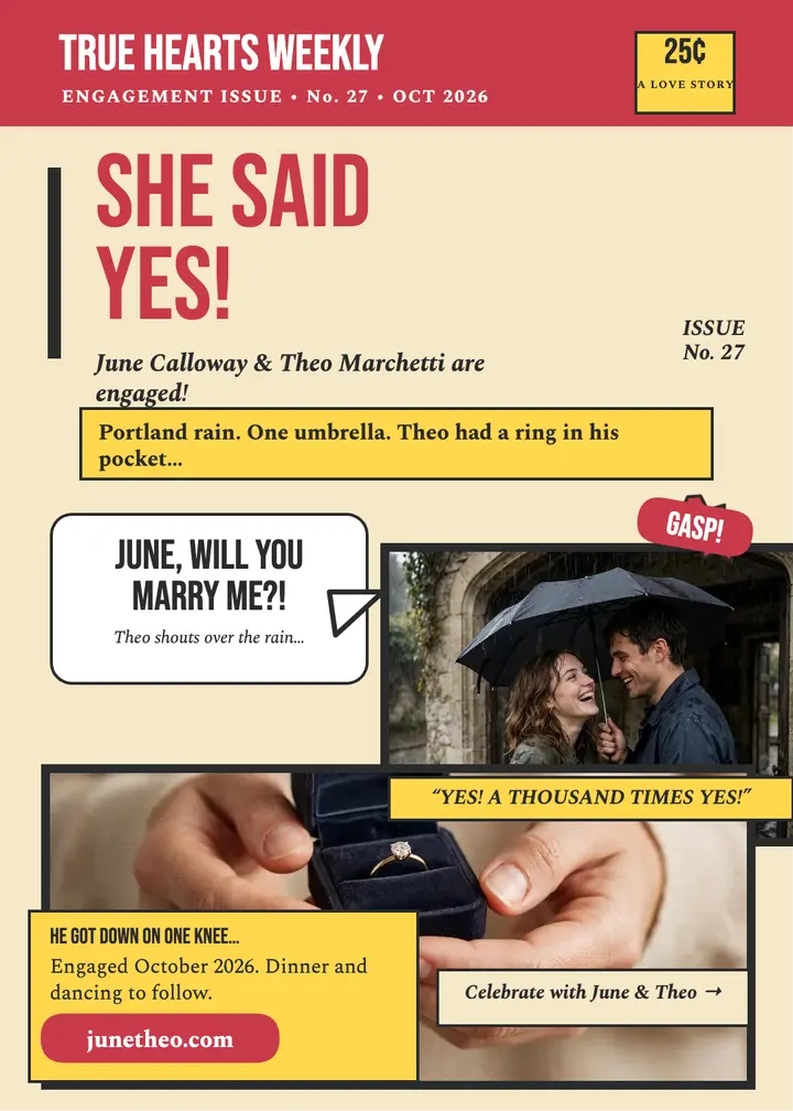 June and Theo fotonovela engagement comic template
