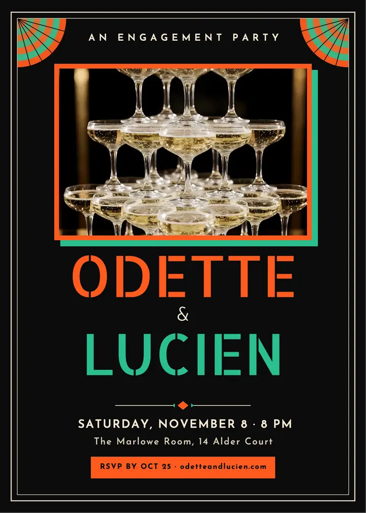 Odette and Lucien engagement party invitation template
