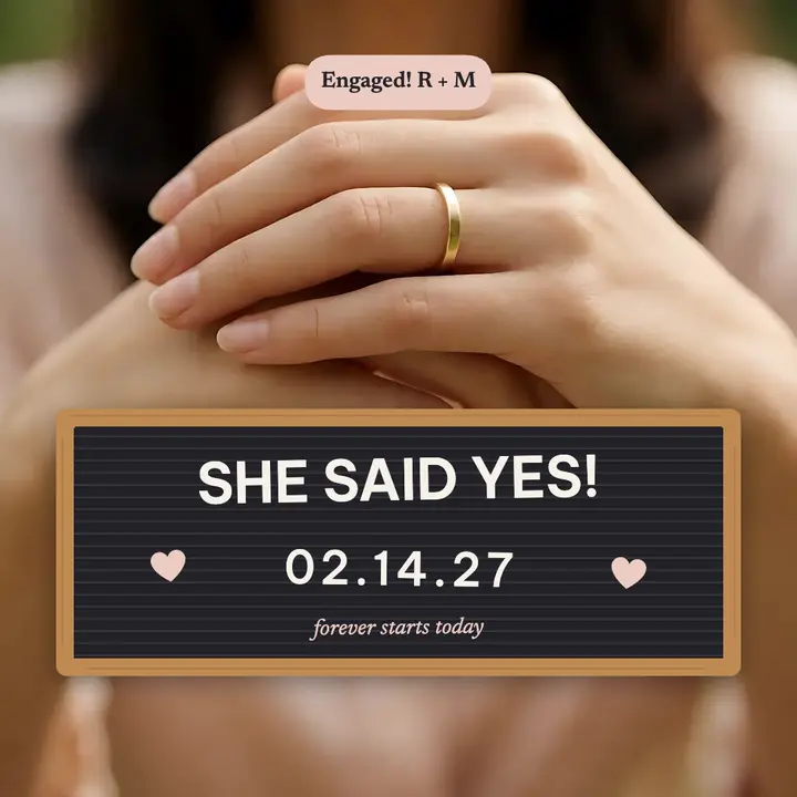 She said yes letterboard engagement post template