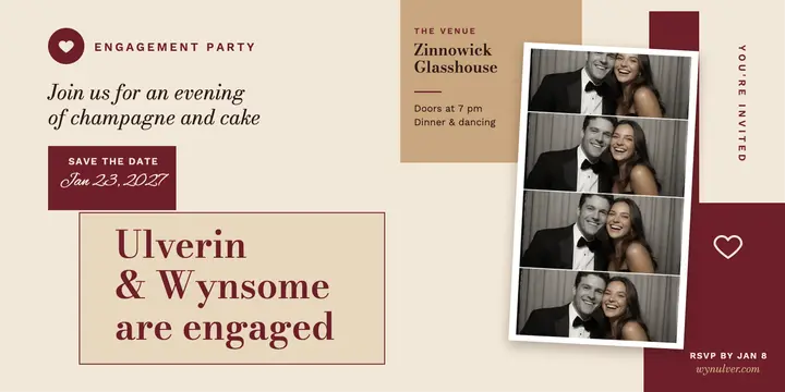 Ulverin and Wynsome engagement party save the date template
