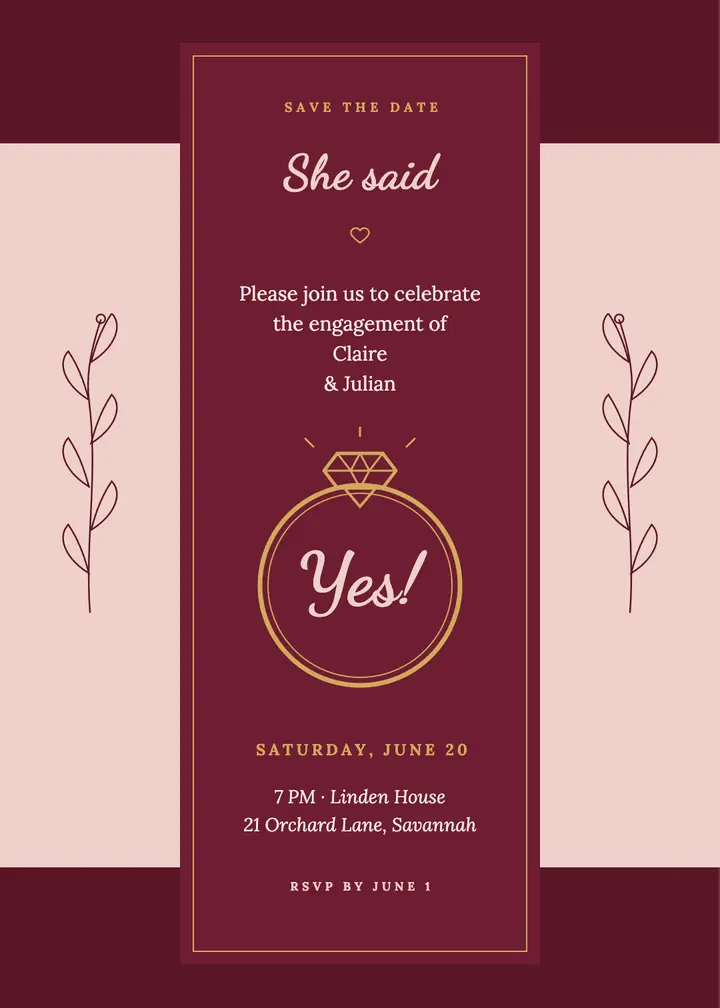 "Yes!" engagement party invitation template