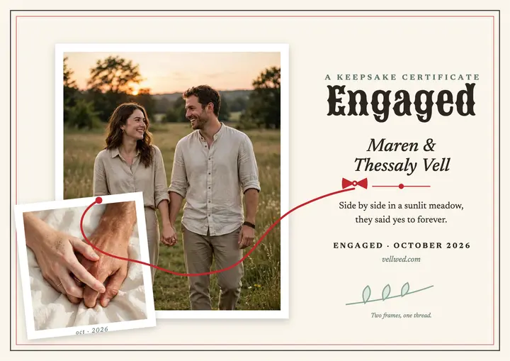 Maren and Thessaly engagement keepsake template