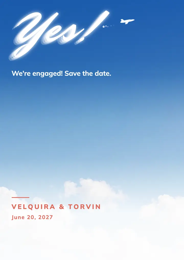 Engagement announcement flyer, skywriting: engagement announcement flyer template