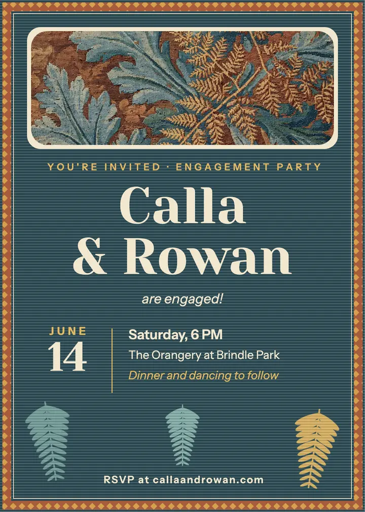 Calla and Rowan engagement invitation template