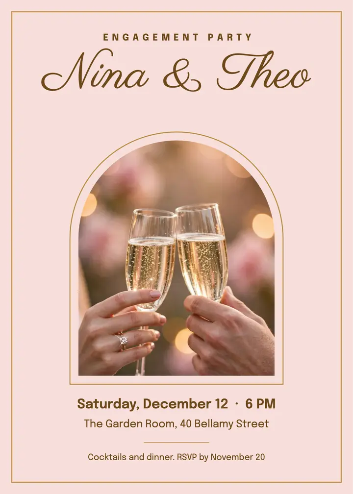 Engagement toast invitation template