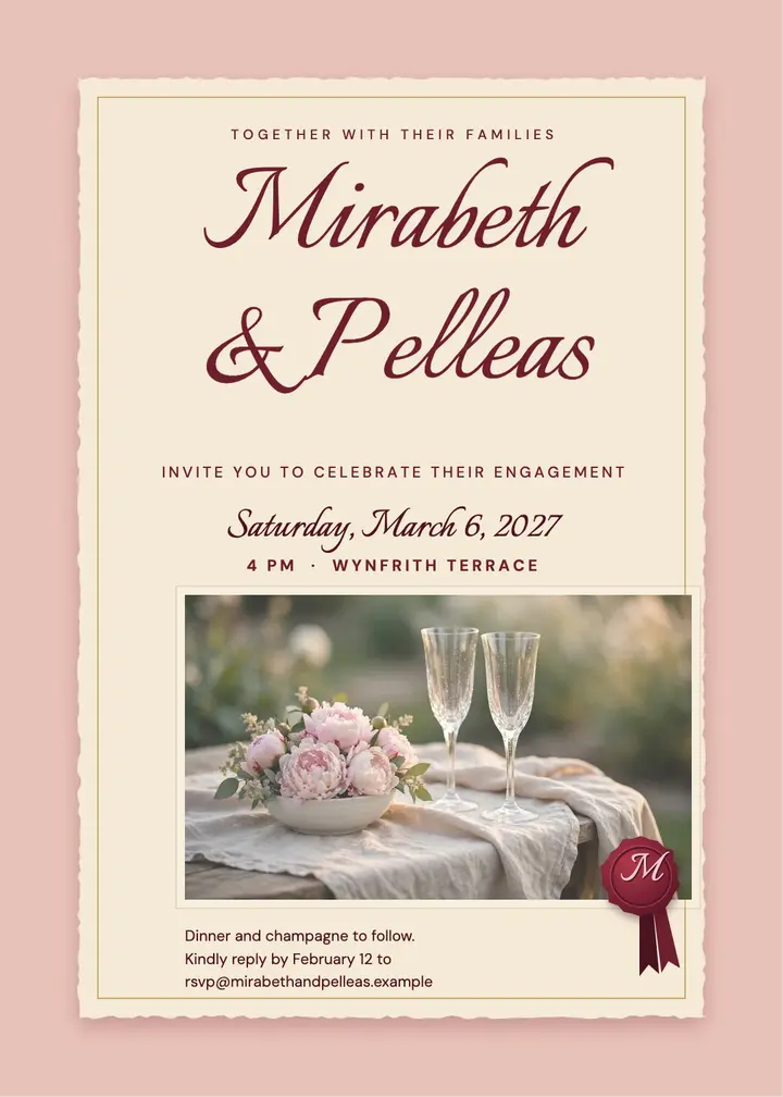 Engagement wax-seal letter invitation template