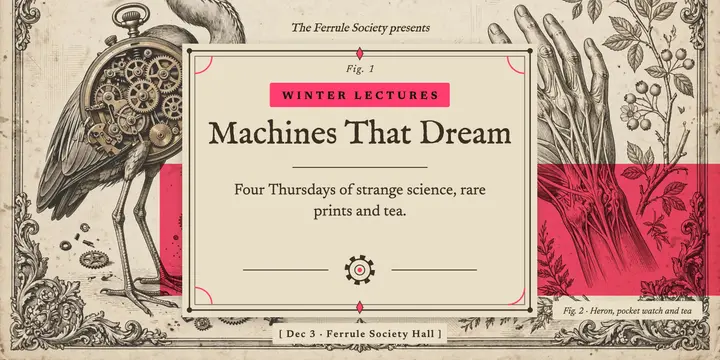 Winter lecture series engraving collage post template