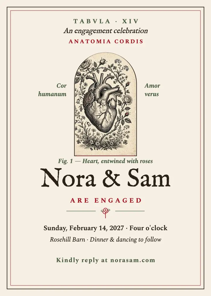 Nora and Sam engraved heart invite template