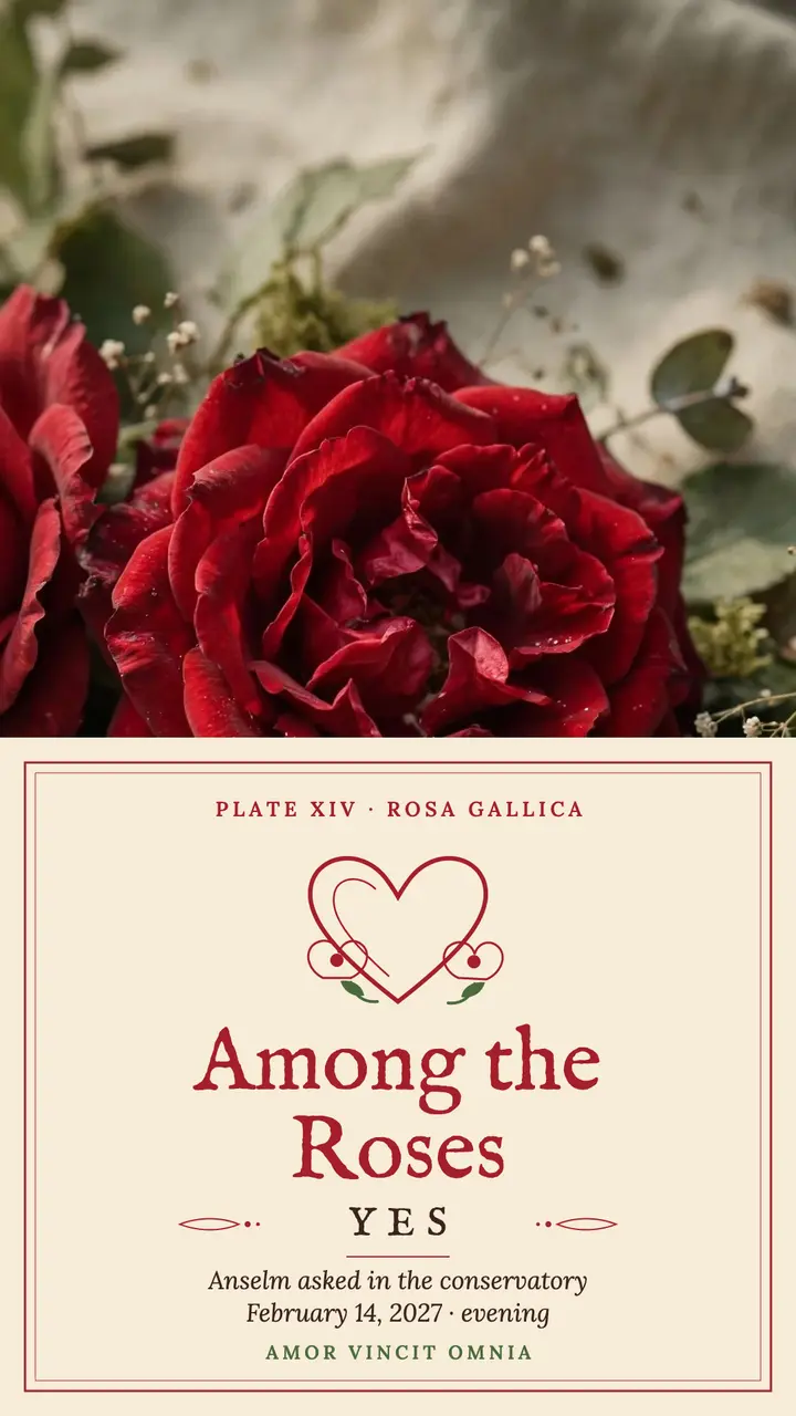Engraved heart Valentine proposal story template