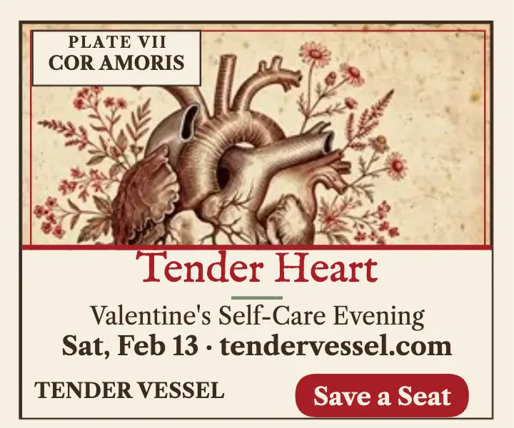 Tender Vessel Valentine's self-care evening ad template