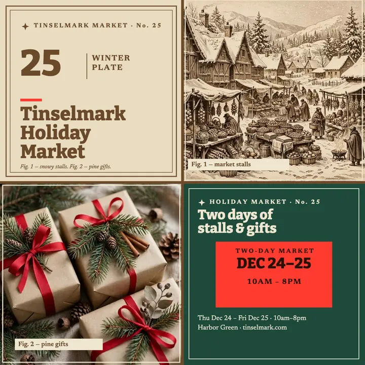 Tinselmark holiday market engraved poster template