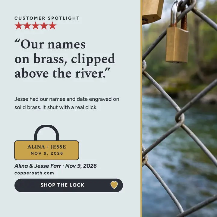 Engraved love lock review, river fence template