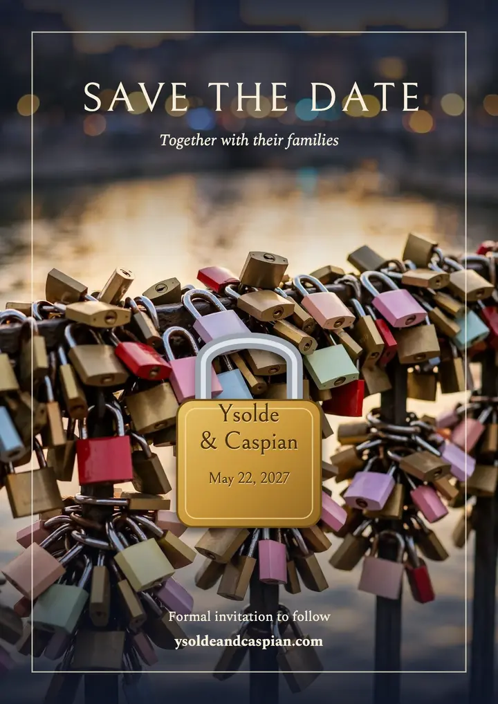 Engraved lock save the date template