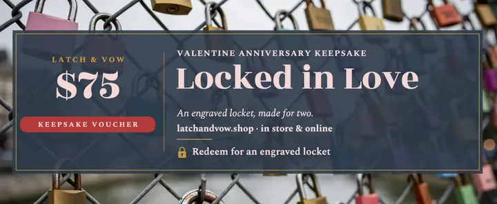 Latch & Vow engraved locket voucher template