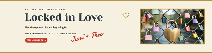 Engraved love lock anniversary banner template