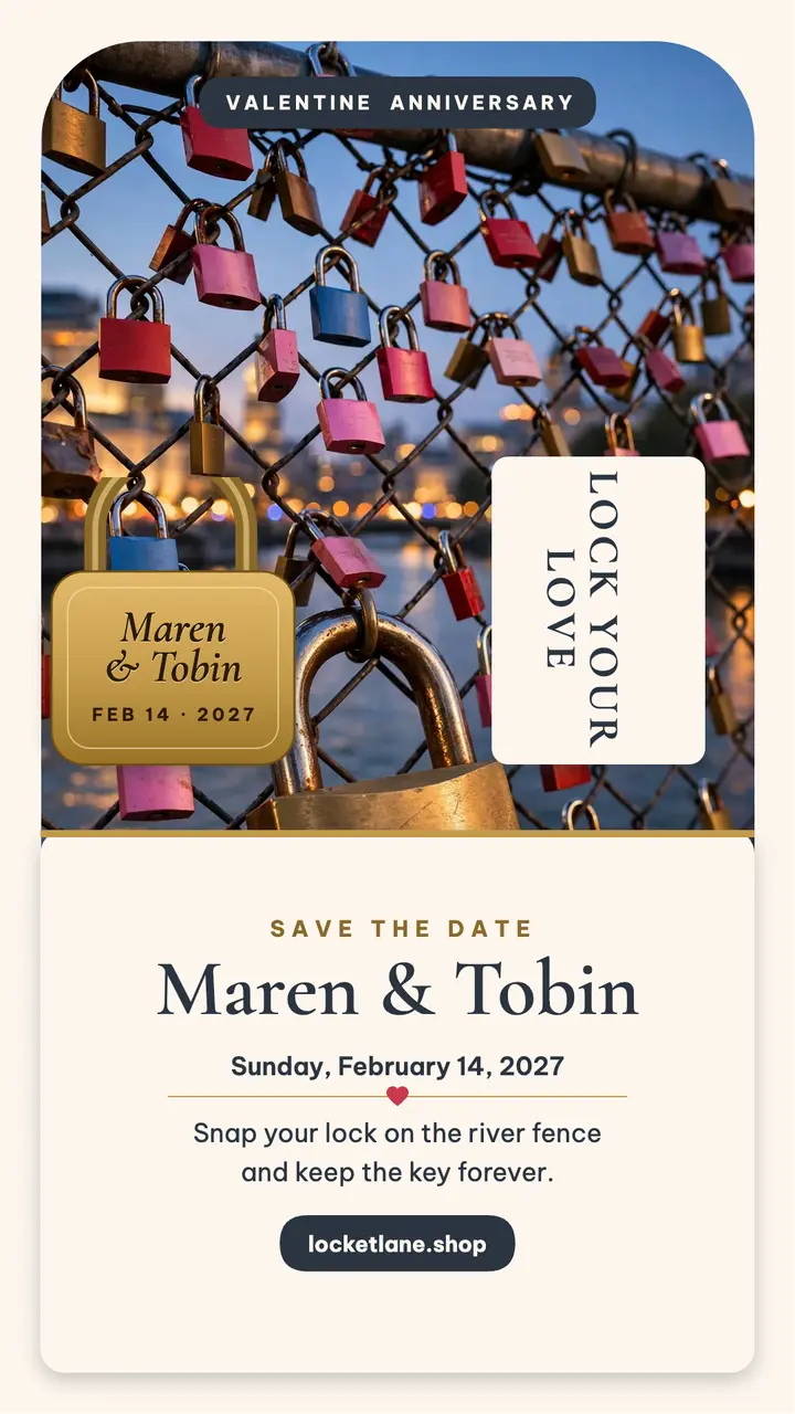 Maren and Tobin padlock anniversary story template