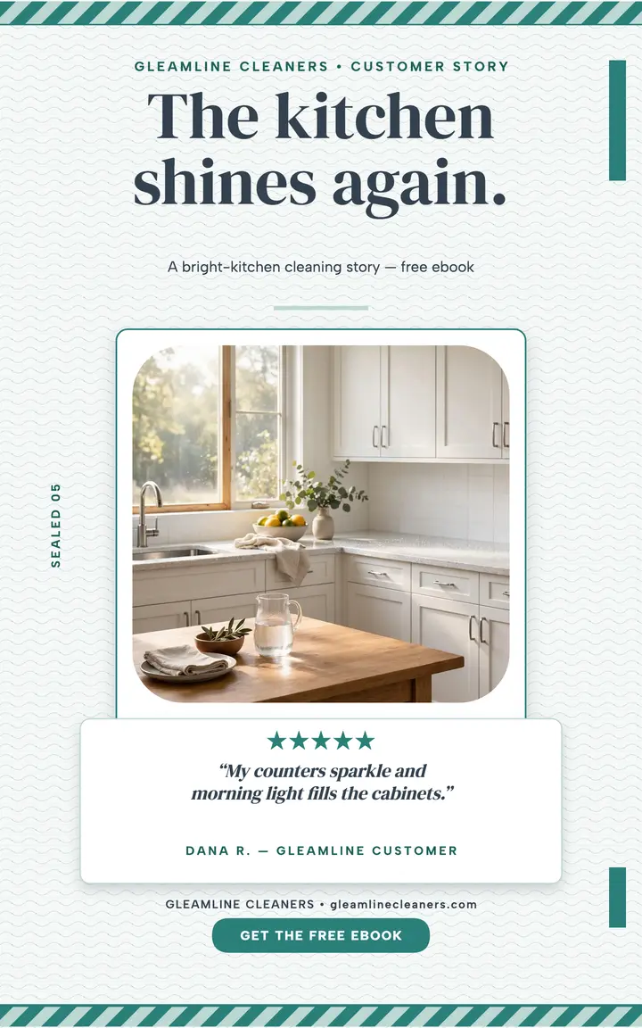 Gleamline kitchen shine review ebook: cleaning review ebook cover template