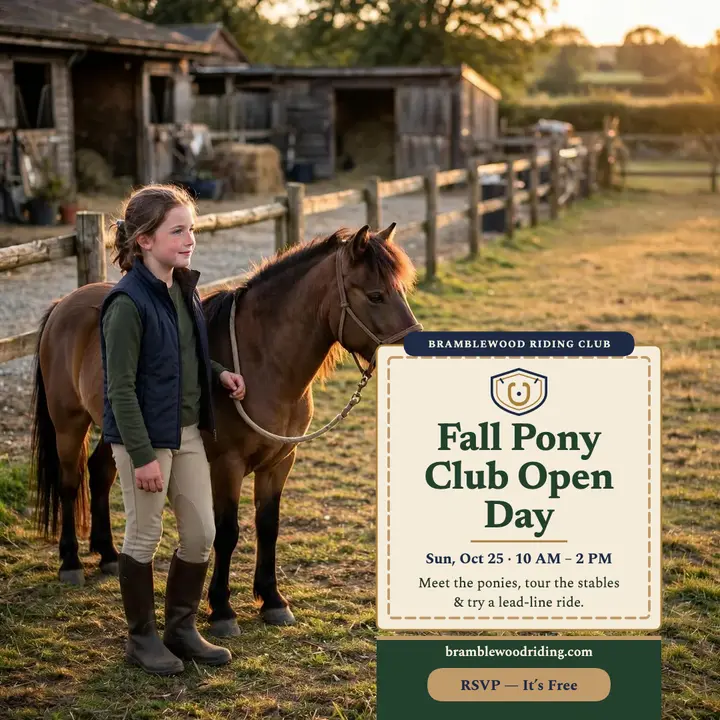 Bramblewood pony club open day square post: pony club open day template
