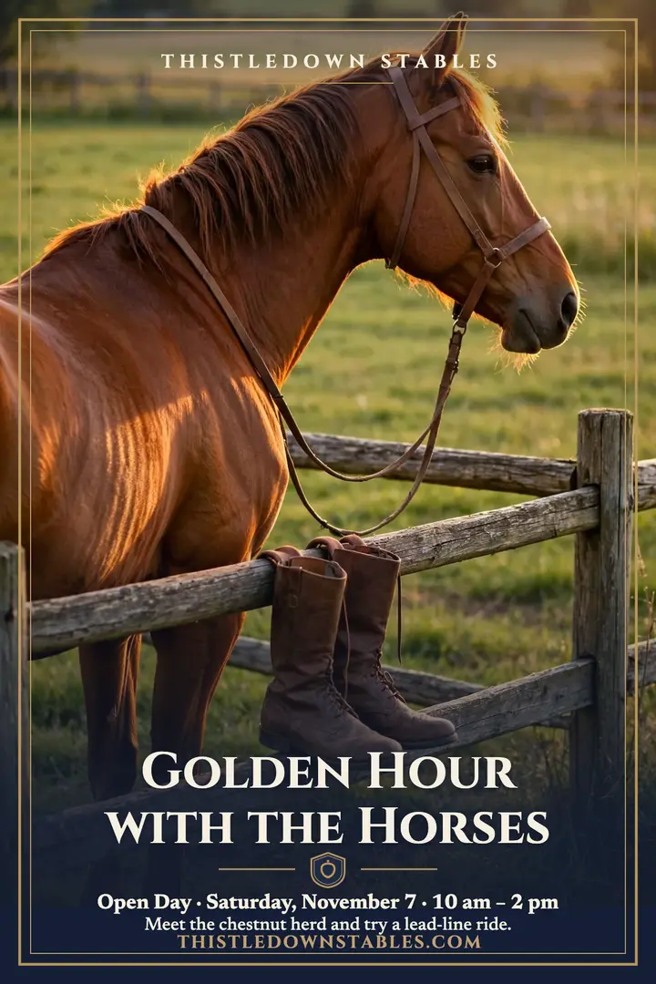 Thistledown Stables open day poster template