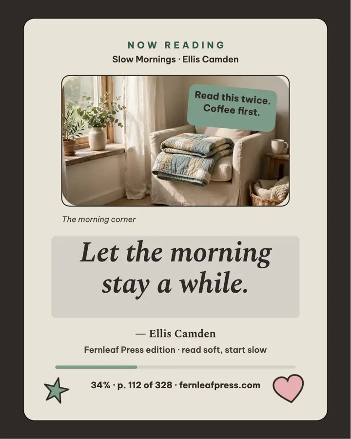 Slow morning e-reader quote post template