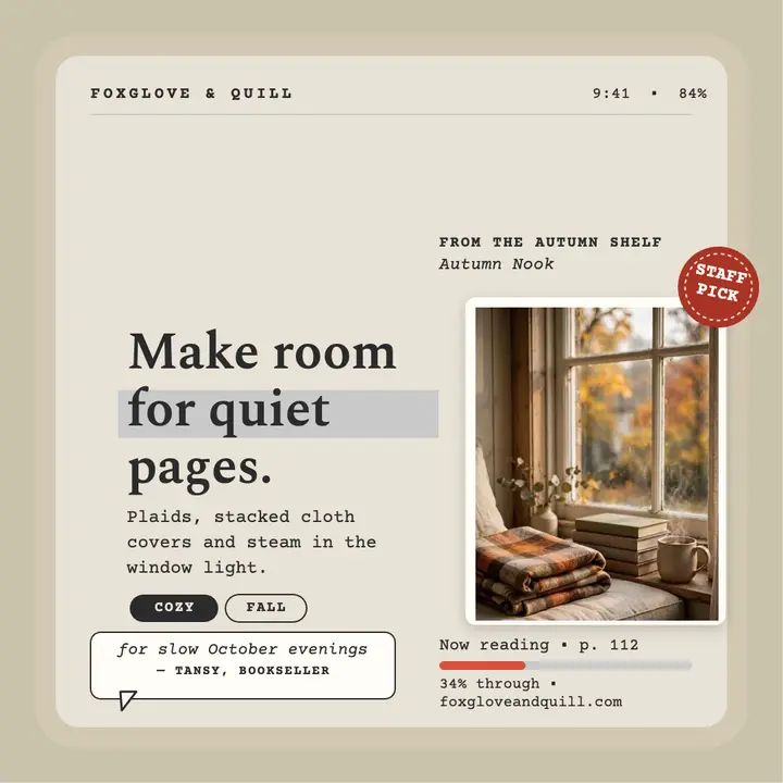 Quiet pages autumn nook quote post template