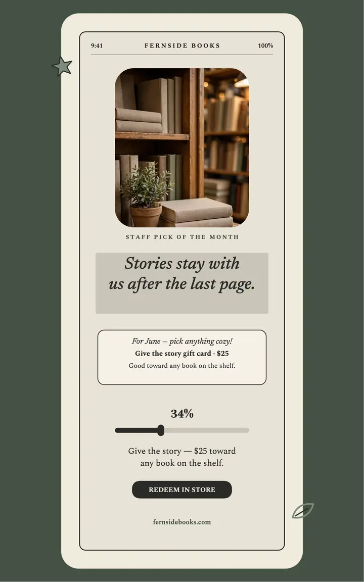 Fernside Books gift quote cover template