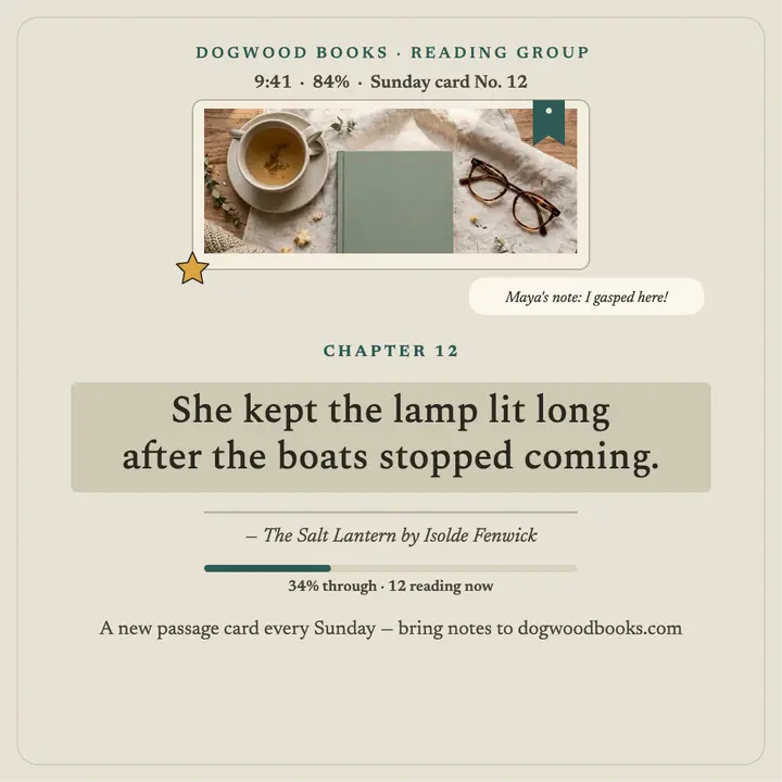 Dogwood reading group e-reader quote card template