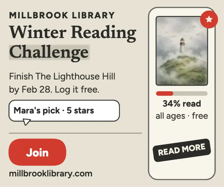 Millbrook Winter Reading Challenge e-reader ad template