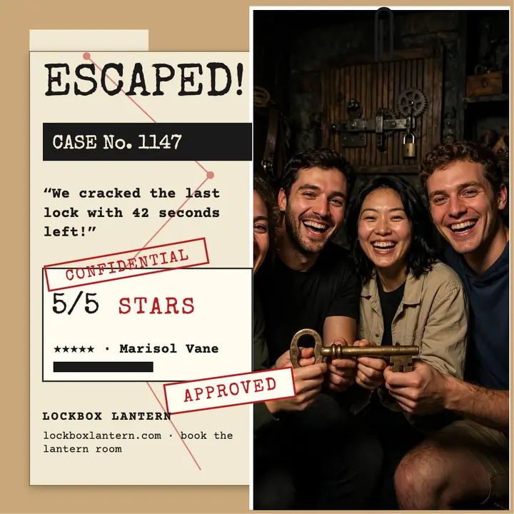 Lockbox Lantern escape review dossier template