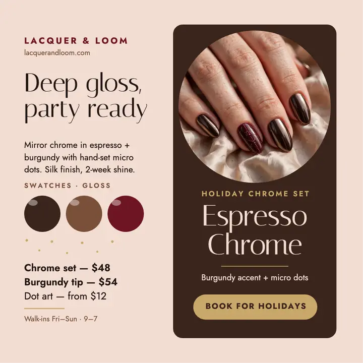 Espresso chrome manicure post, Lacquer and Loom template
