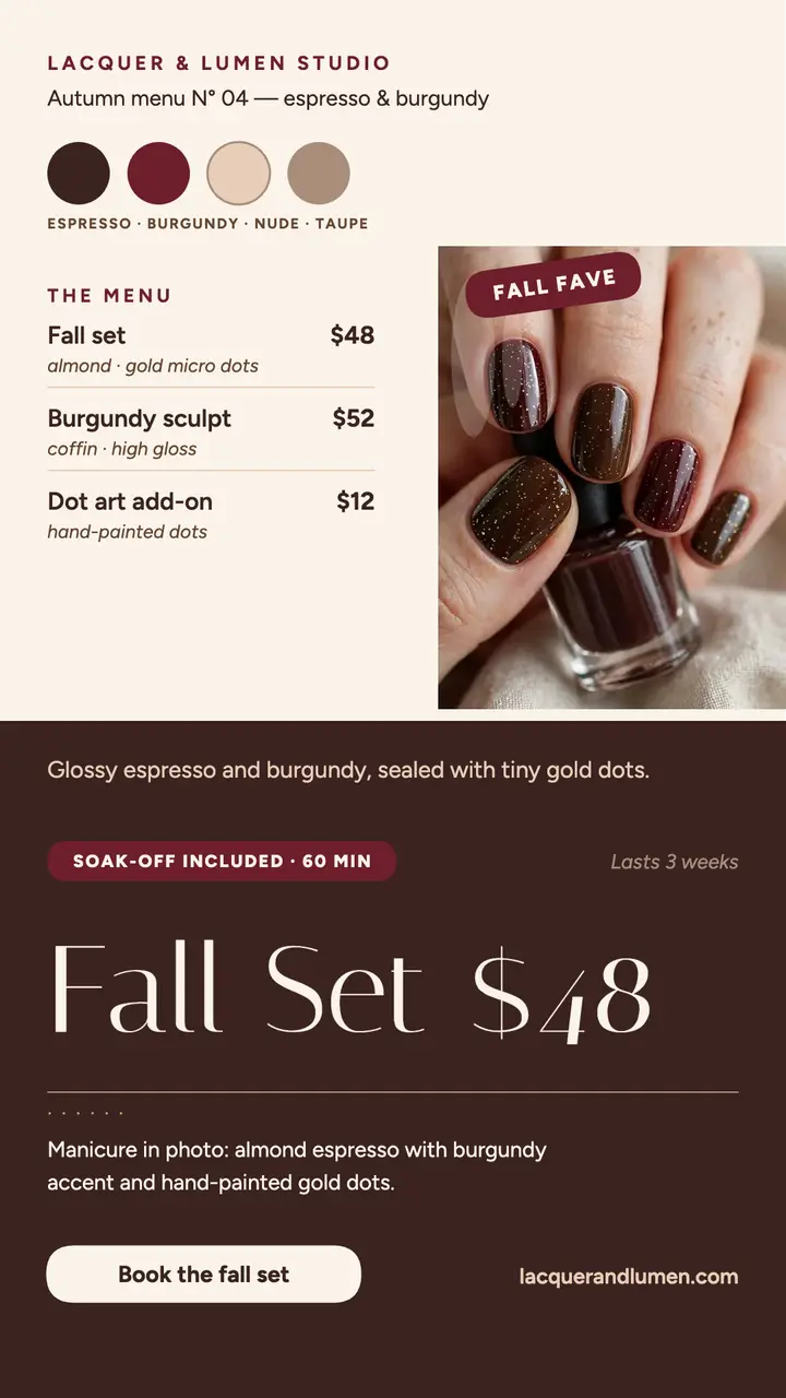 Espresso manicure menu story template