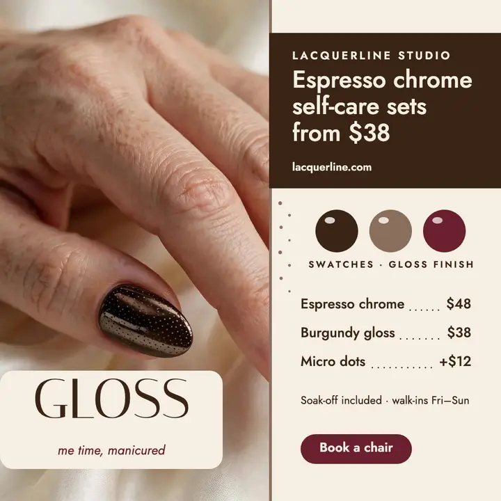 Lacquerline espresso chrome self-care post template