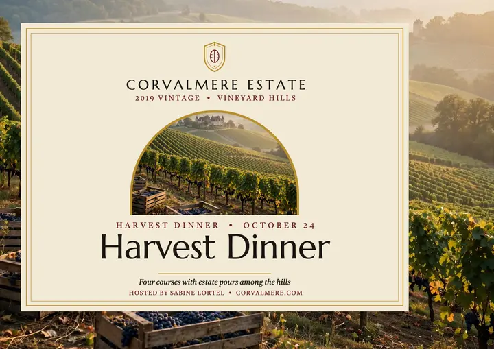 Corvalmere Harvest Dinner certificate template