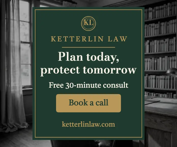 Estate planning law firm display ad, counsel serif template