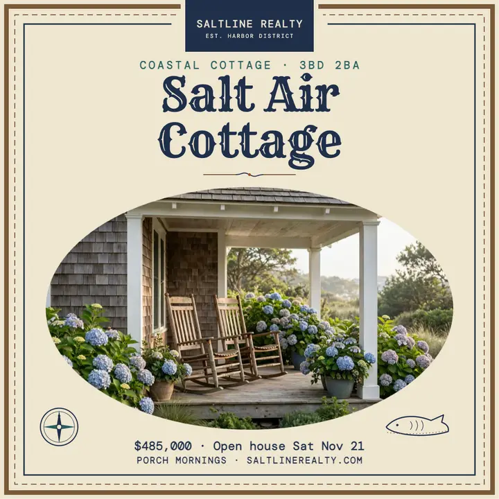 Saltline Realty etched cottage post template