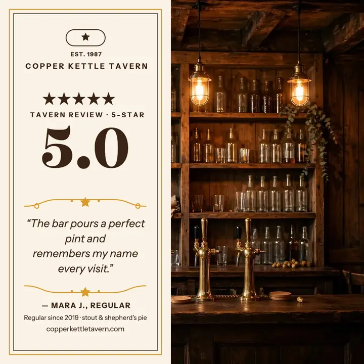 Copper Kettle Tavern 5-star review post template