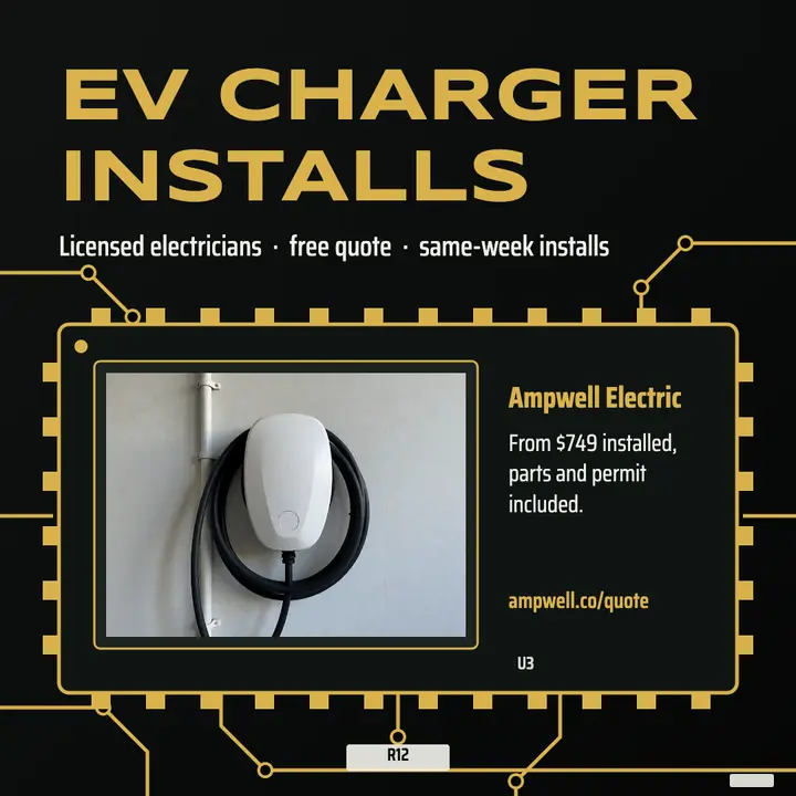 Ampwell home EV charger installation circuit board post template
