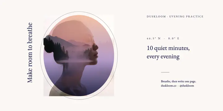 Duskloom evening breathing practice post: breathing practice social post template