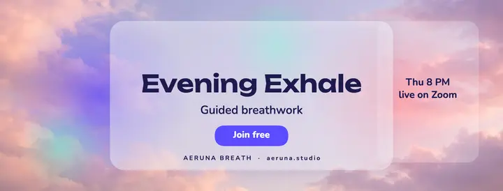 Evening breathwork session cover, glassmorphism: breathwork session facebook cover template