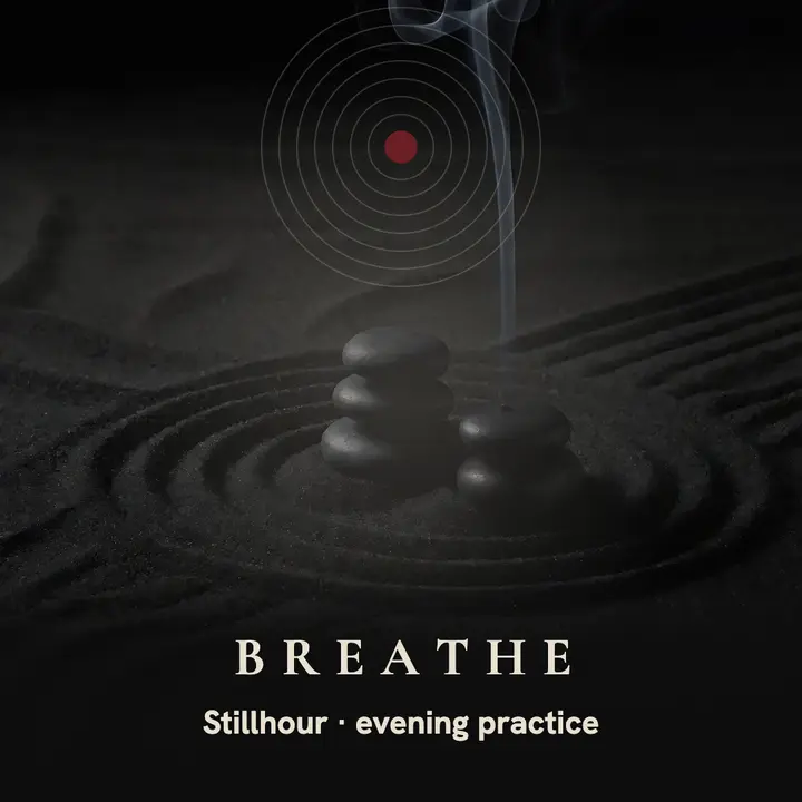 Stillhour evening breathwork post, zen goth template